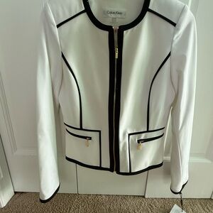 Calvin Klein Black and White Blazer with Modern Design